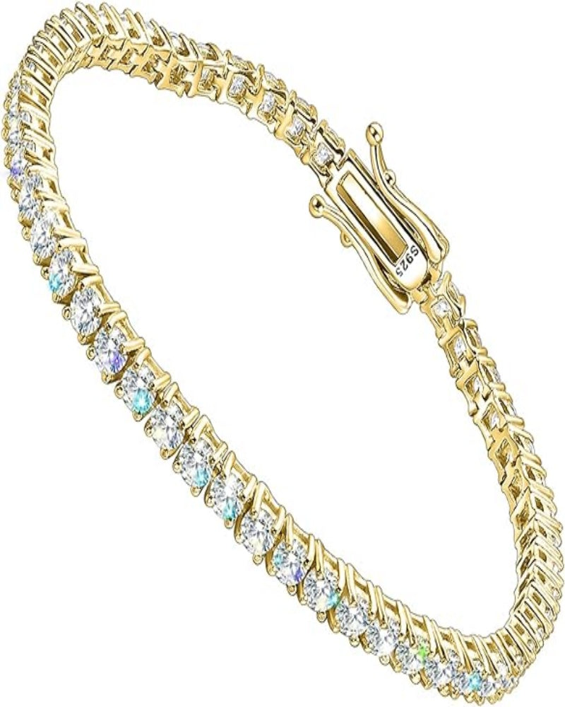 2.22-30.11 CT Moissanite Tennis Bracelet for Women Men 2-6 mm D Color VVS1 Round Cut Diamond Tennis Bracelet 14k White Gold Plated 925 Sterling Silver Tennis Bracelet for Women