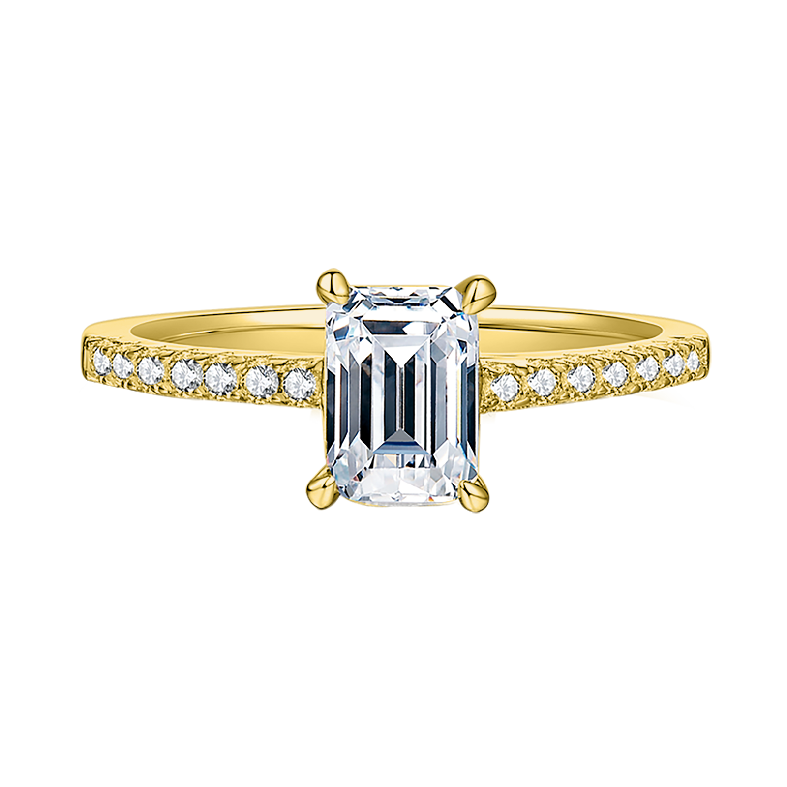 Emerald Lab Grown Diamond 14K Gold Side Stone Engagement Ring