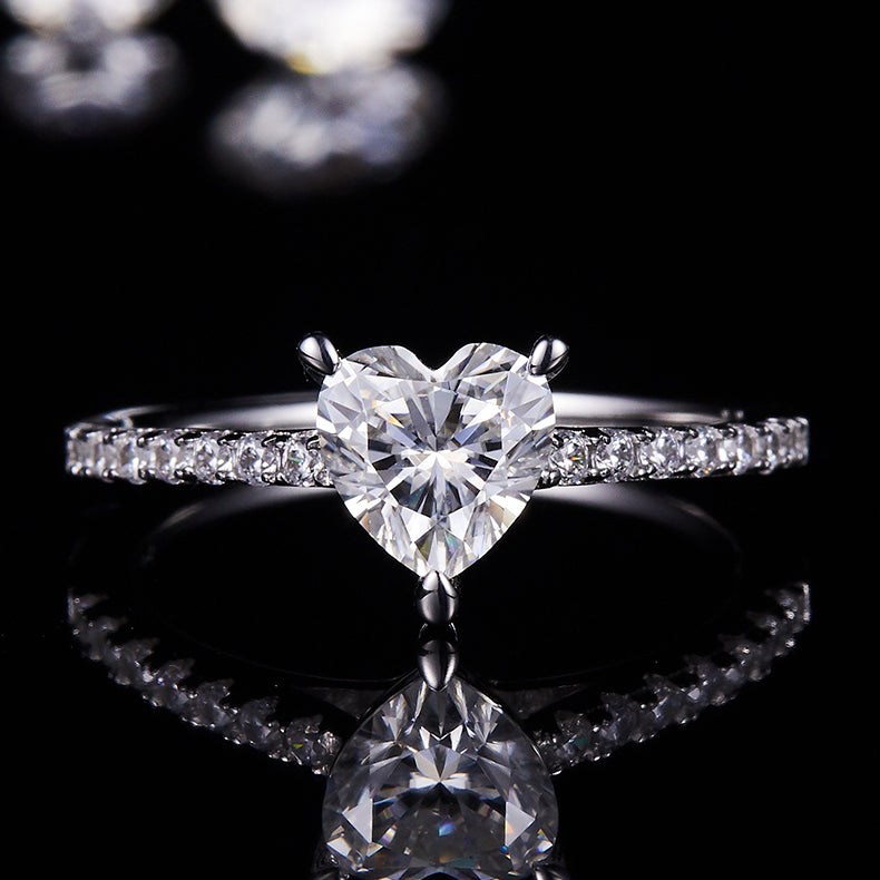 Heart Lab Grown Diamond 14K Gold Side Stone Engagement Ring