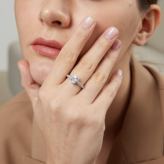 Heart Lab Grown Diamond 14K Gold Side Stone Engagement Ring