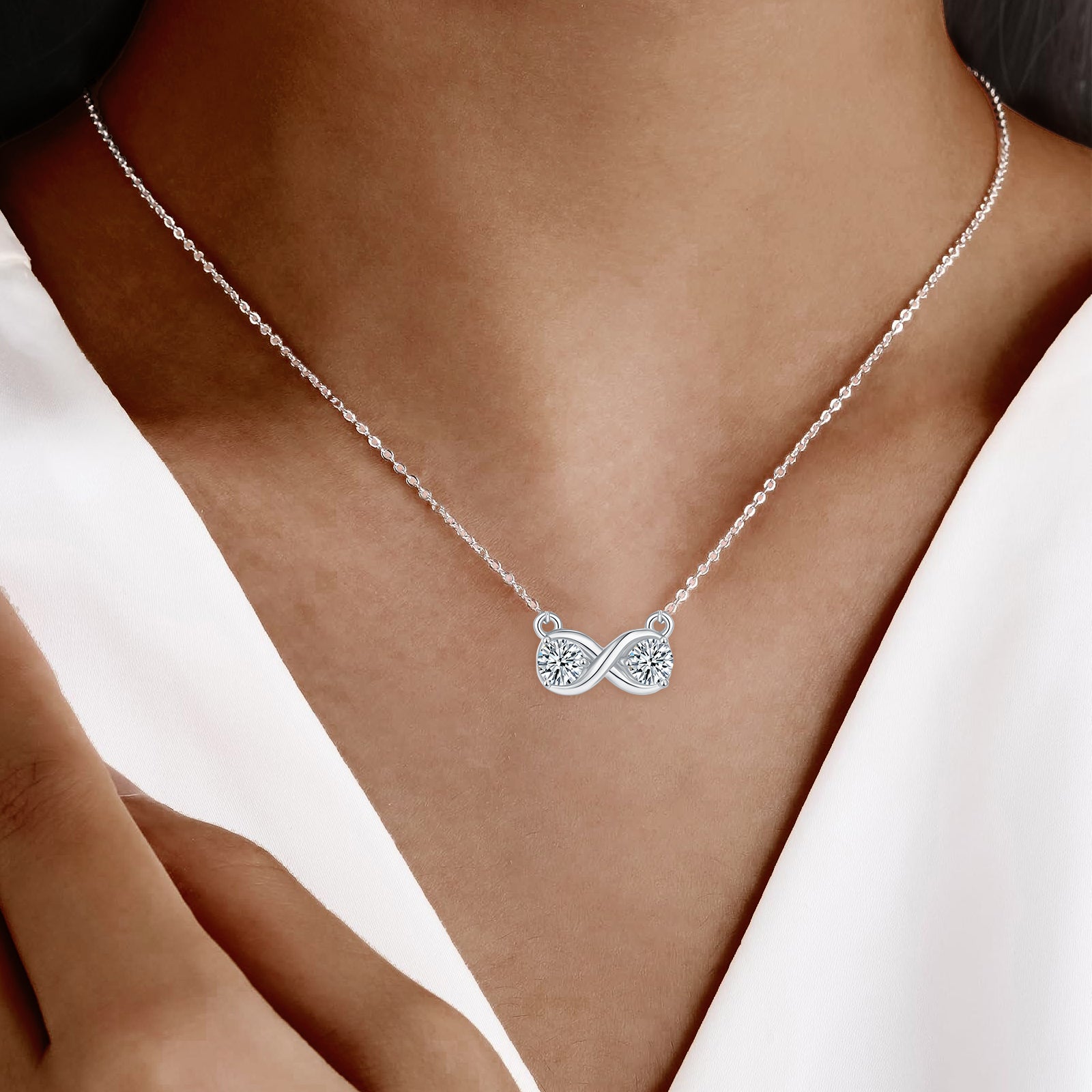 Infinity Sign Lab Grown Diamond 14K Gold Pendant  Necklace-Series 4