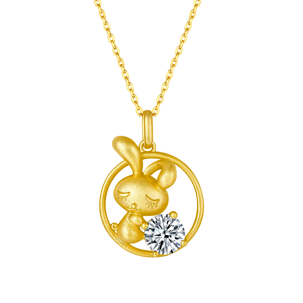 Lab-Grown Diamond Rabbit Pendant Necklace