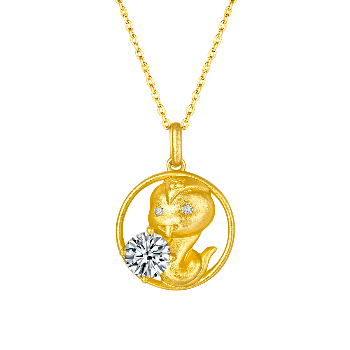 Lab-Grown Diamond Snake Pendant Necklace