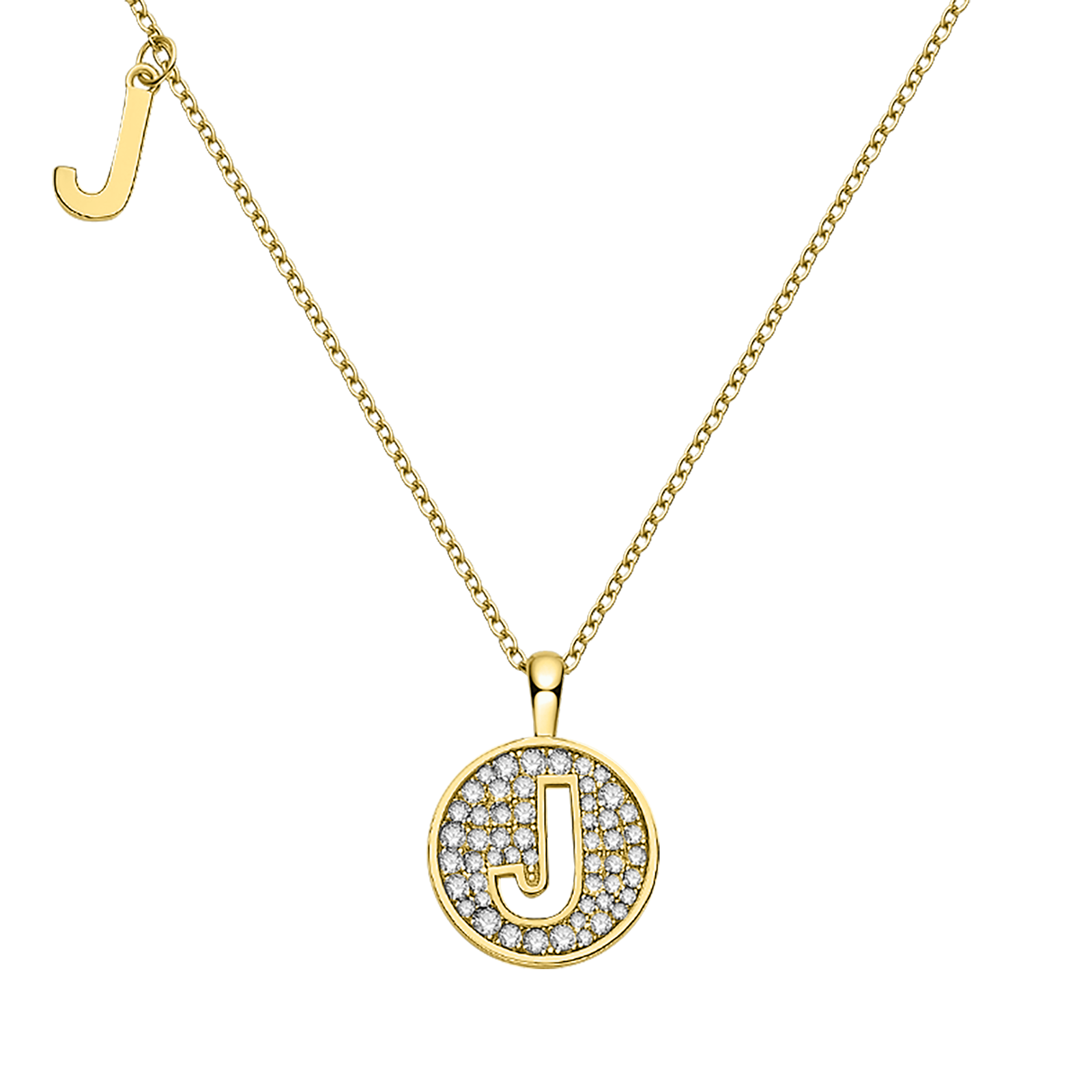Letter J Lab Grown Diamond 14K Gold Pendant Necklace