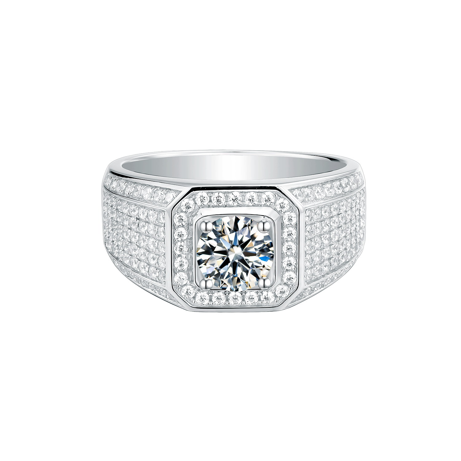 Men's Lab-Grown Diamond Side Stone Ring