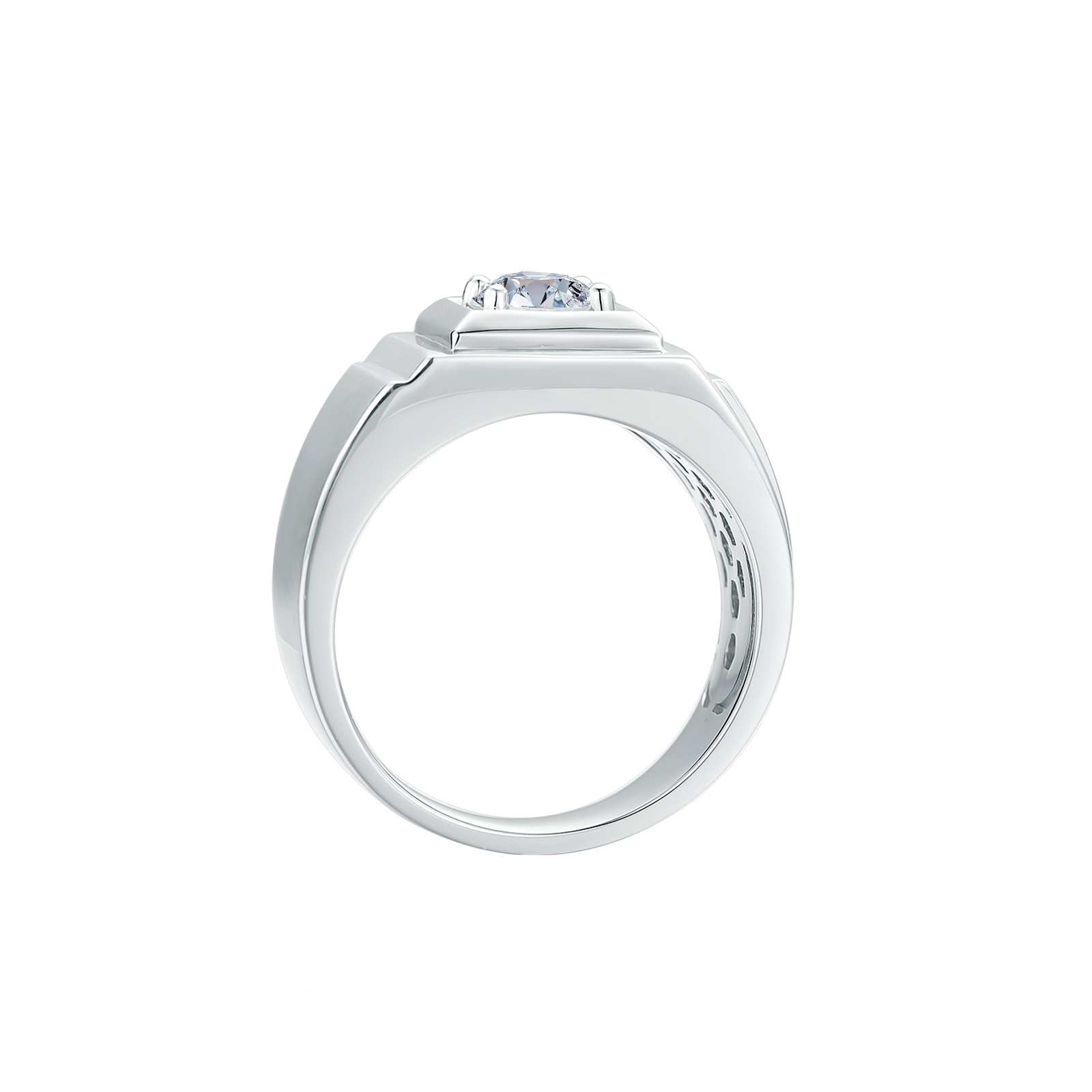 Round Lab Grown Diamond 14K Gold Men's Solitaire Ring