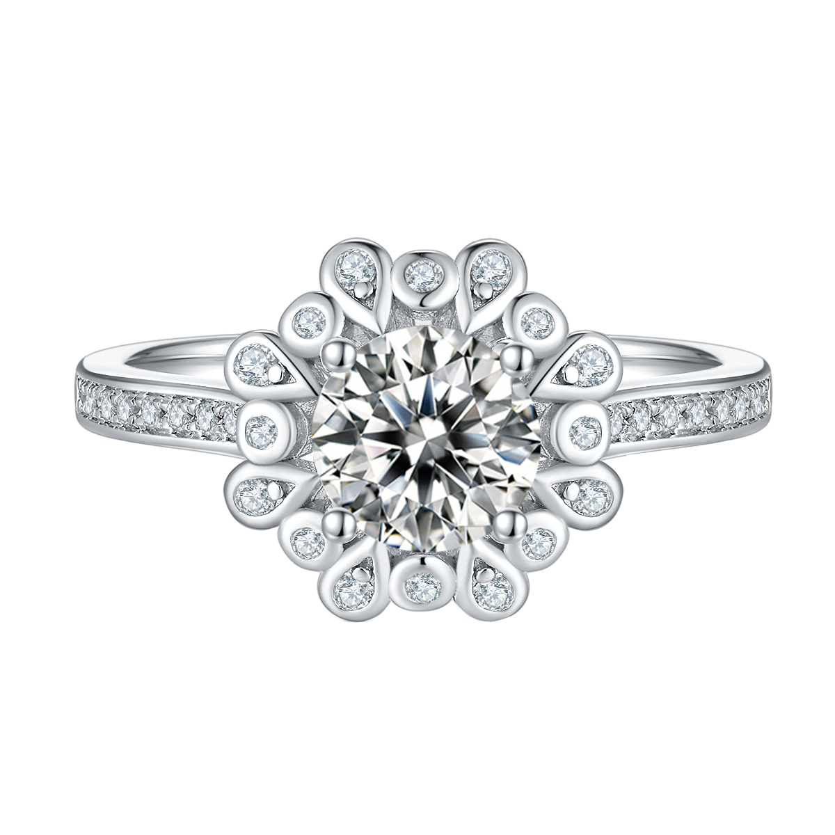 Neon flowers Round Lab-Grown Diamond Vintage Style Engagement Ring