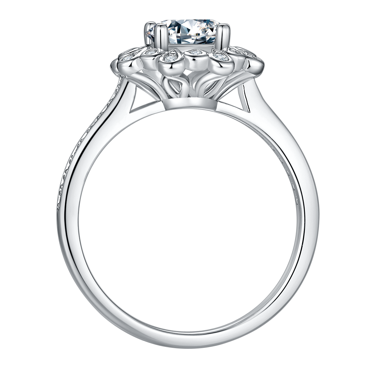 Neon flowers Round Lab-Grown Diamond Vintage Style Engagement Ring