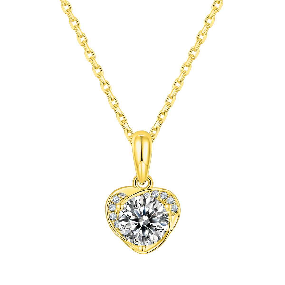 Round Lab-Grown Diamond Heart Pendant Necklace