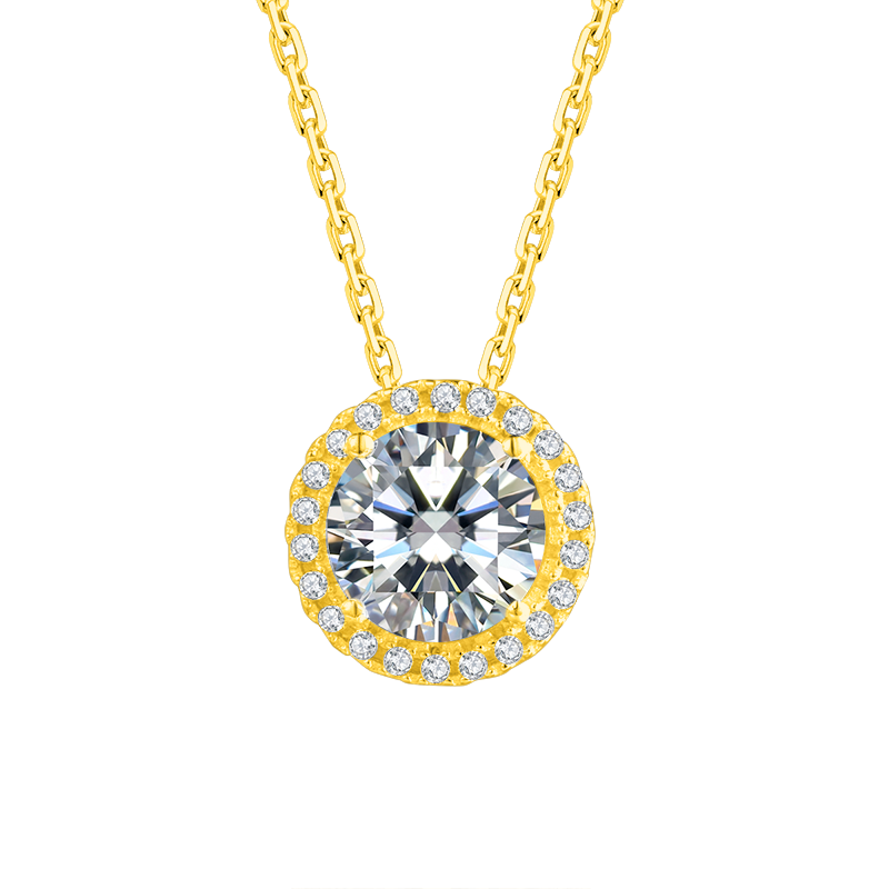 Round Lab Grown Diamond Halo Pendant Necklace