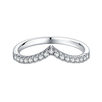 Round Lab Grown Diamond 14K Gold Classic V Shape Semi-Eternity Ring