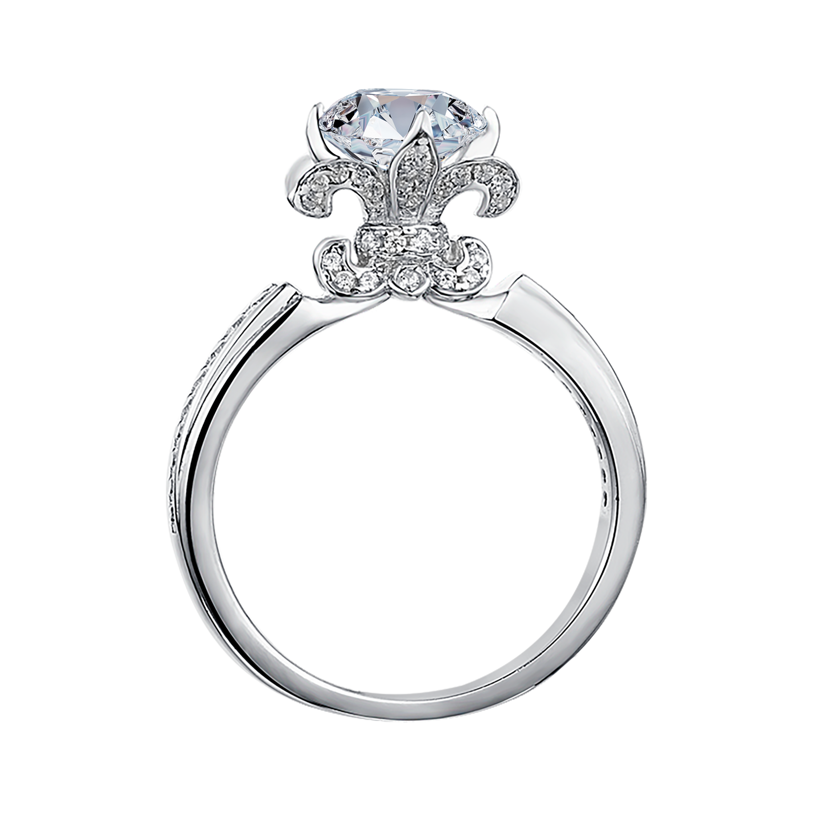 Round Lab Grown Diamond 14K Gold Elegant Flower Vintage Ring
