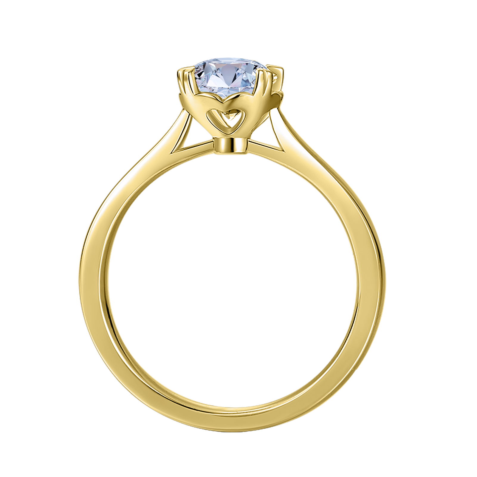 Round Lab Grown Diamond 14K Gold Four-Prong Solitaire Engagement Ring
