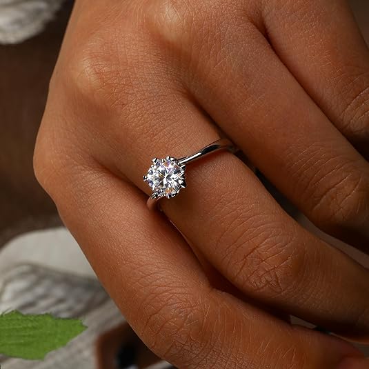 Round Lab Grown Diamond 14K Gold Six-Prong Solitaire Engagement Ring - Vow Collection 9