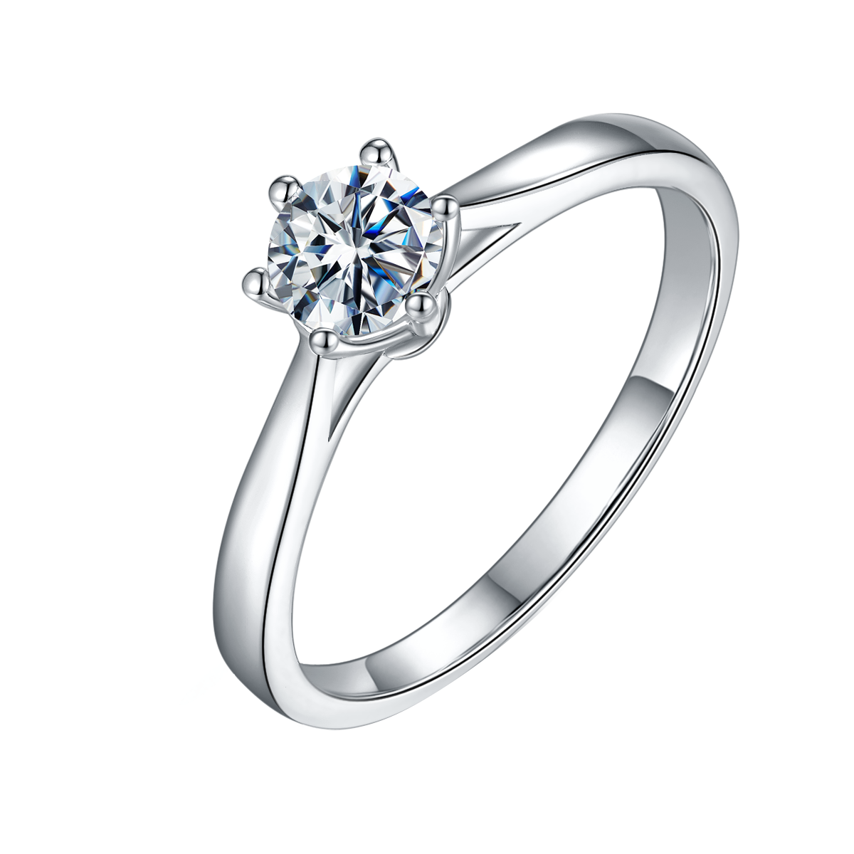 Round Lab Grown Diamond 14K Gold Six Prong Solitaire Ring