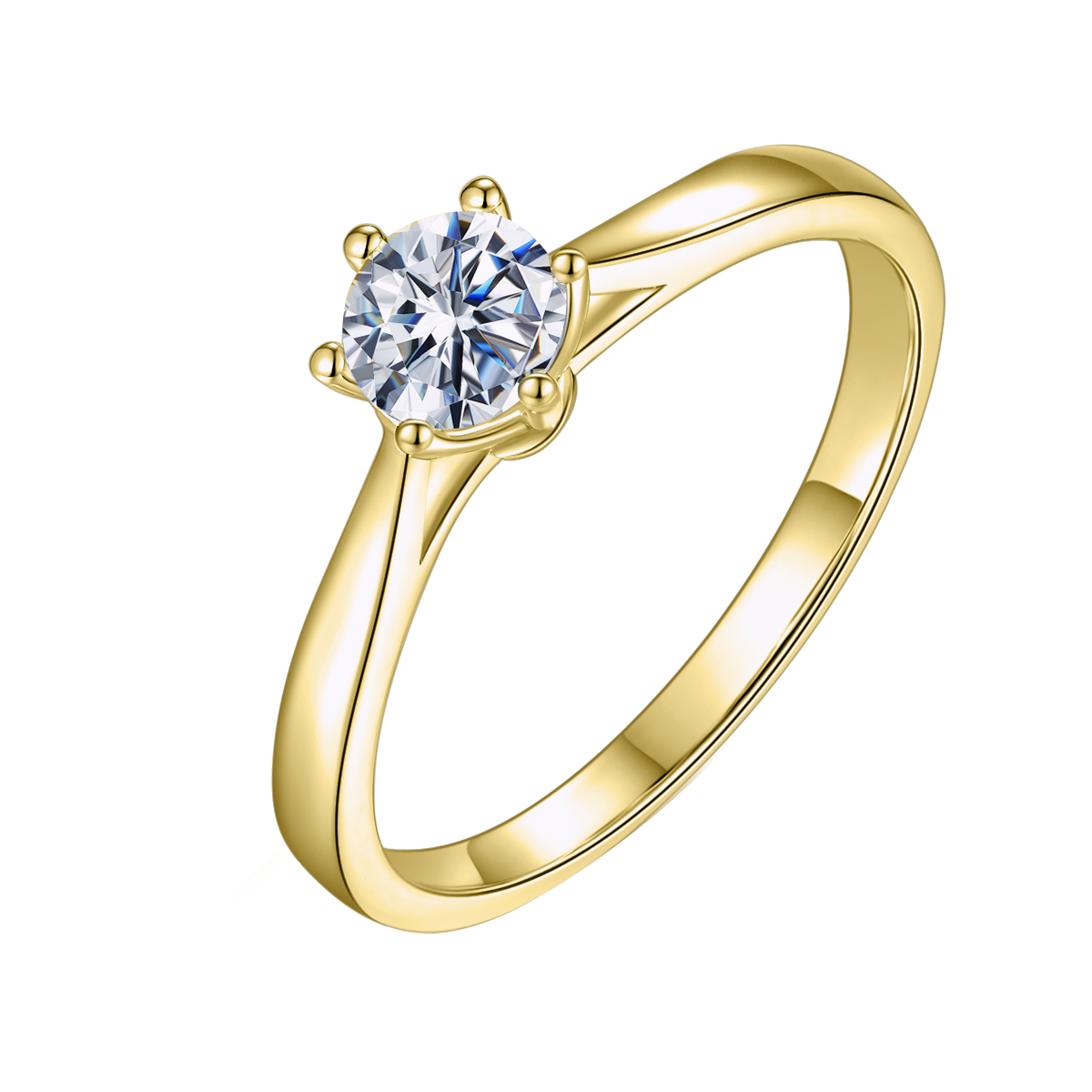 Round Lab Grown Diamond 14K Gold Six Prong Solitaire Ring