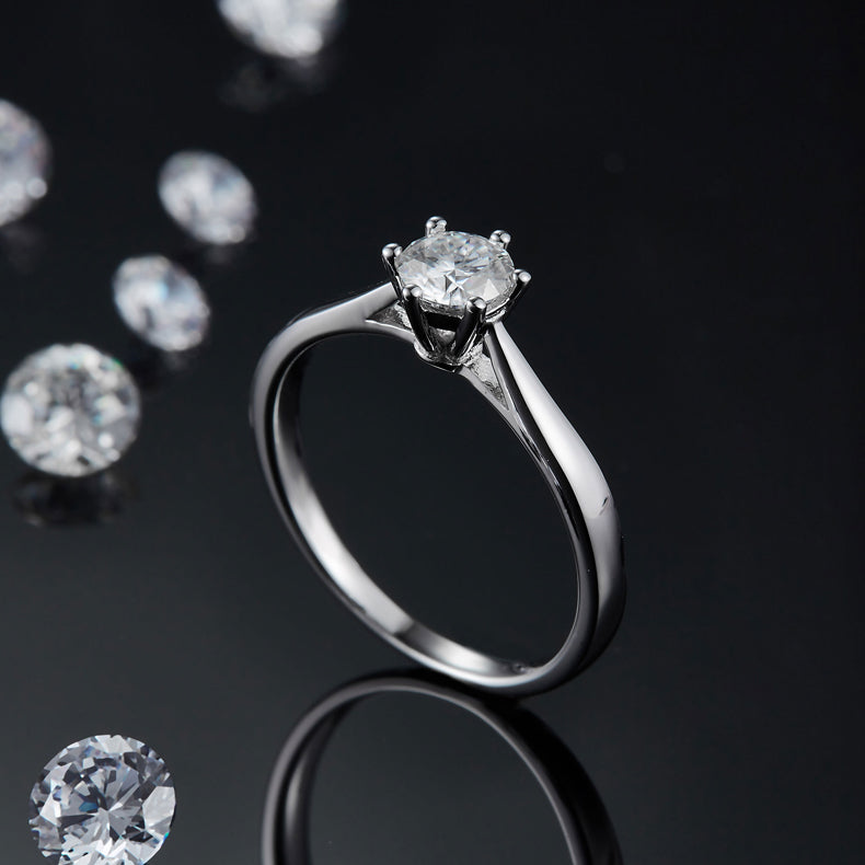 Round Lab Grown Diamond 14K Gold Six Prong Solitaire Ring