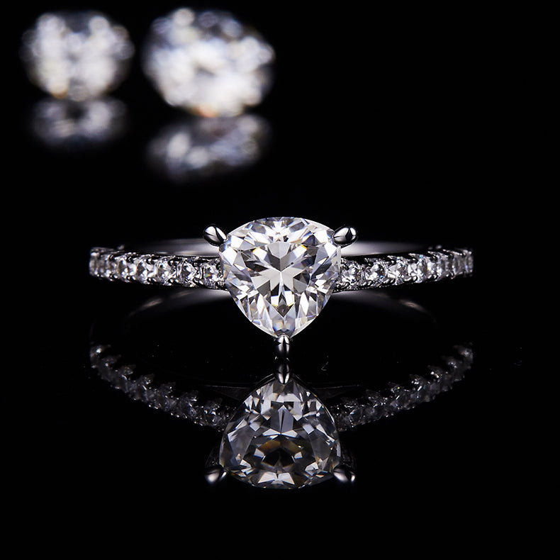 Triangle Lab Grown Diamond 14K Gold Side Stone Engagement Ring
